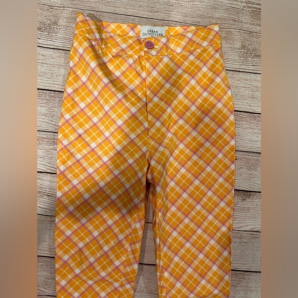 Urban Outfitters Orange Pink Plaid High Waisted Pants 0 - Picture 2 of 7